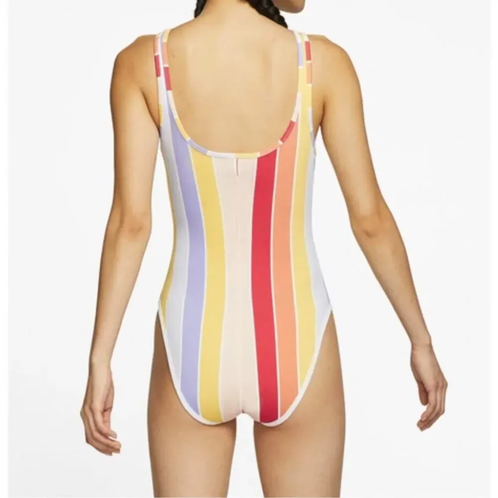 Nike Multicolor Vertical Stripe Bodysuit - Red, Orange, Yellow, Purple, Blue